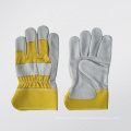 CE Approved Cow Split Leather Work Glove Cotton Back